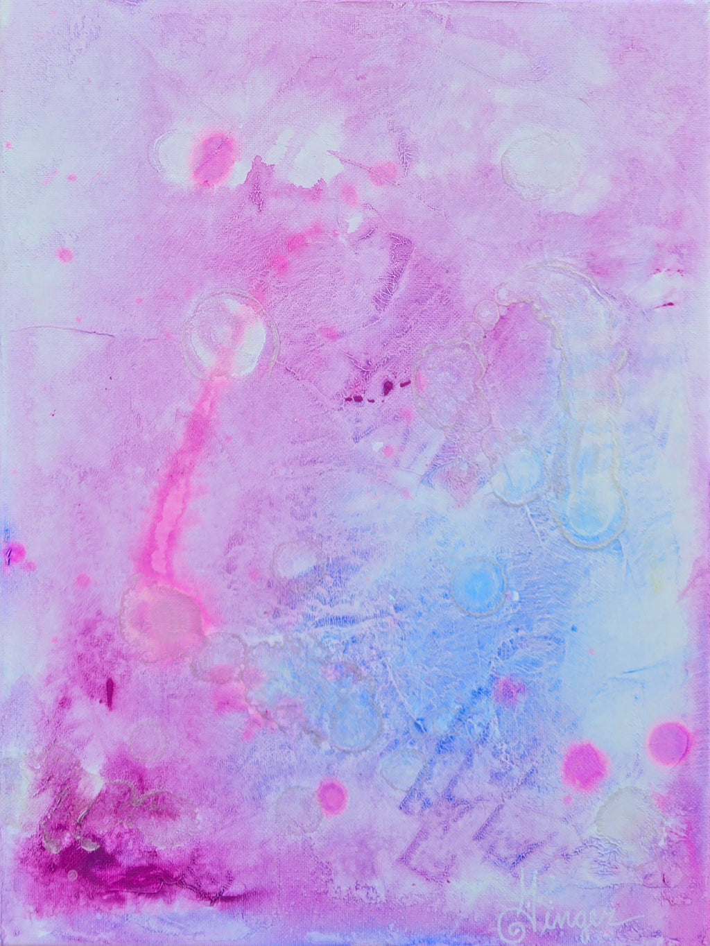 Pink and Blue Fine Art Abstract Print Contemporary Home Décor Print