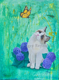 Ragdoll Cat Framed Print and Butterfly Framed Print – Whimsical Cat and Nature-Inspired Wall Art by Artist Ginger Reynolds