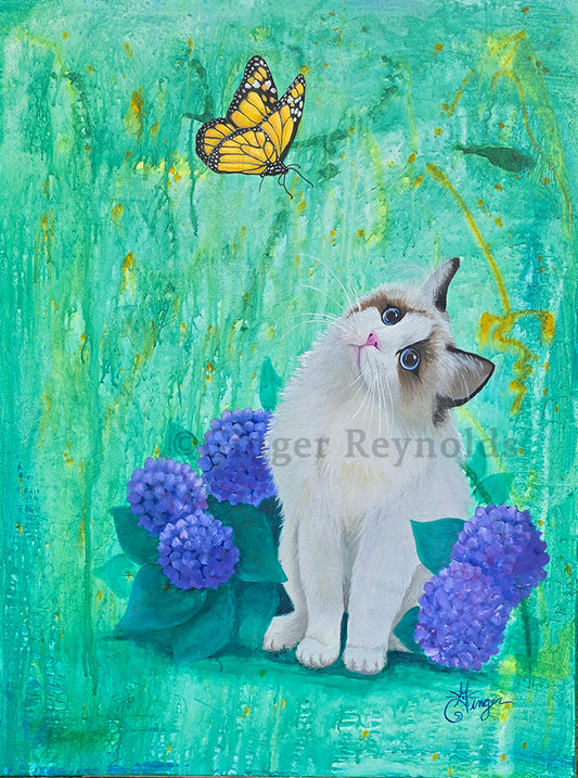 Soft as a Button, Light as a Butterfly – Original Oil Mixed Media Painting | Whimsical Nature-Inspired Wall Art
