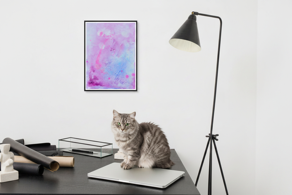 Pink and Blue Fine Art Abstract Print Contemporary Home Décor Print
